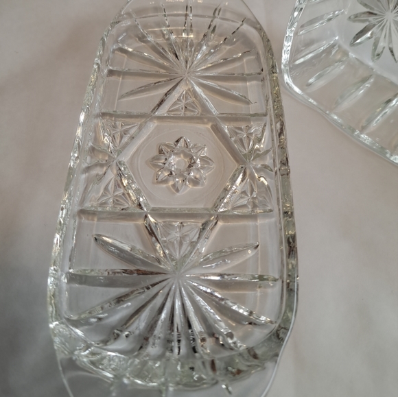 Vintage Anchor Hocking clear glass Star of David Butter dish 2 piece - Picture 2 of 5